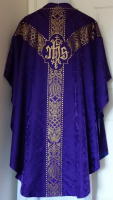 Purple Gothic Chasuble traditional, silk damask GL004 P4